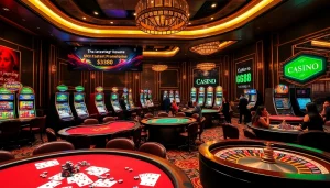 A player enjoying a winning moment at the GG88biz online casino, surrounded by vibrant slot machines and live game tables.