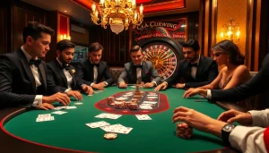 Engage with Link Vào Loto188 at an exquisite poker table decorated with luxurious chips and cards.