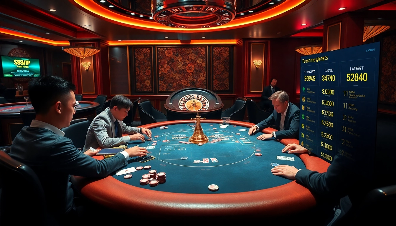S88VIP poker players engaged in a high-stakes game at an elegant casino.