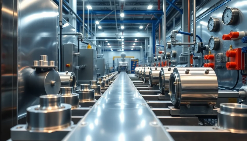 Zinc plating Malaysia facility showcasing metallic components in an industrial setting.