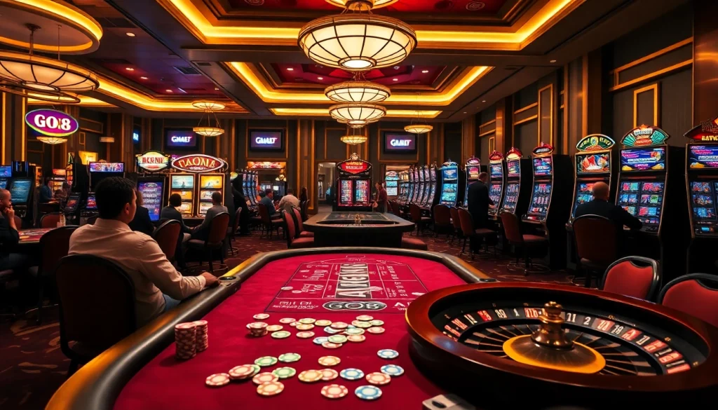 Experience the excitement of GO8 gambling with vibrant poker tables and thrilling slot machines.