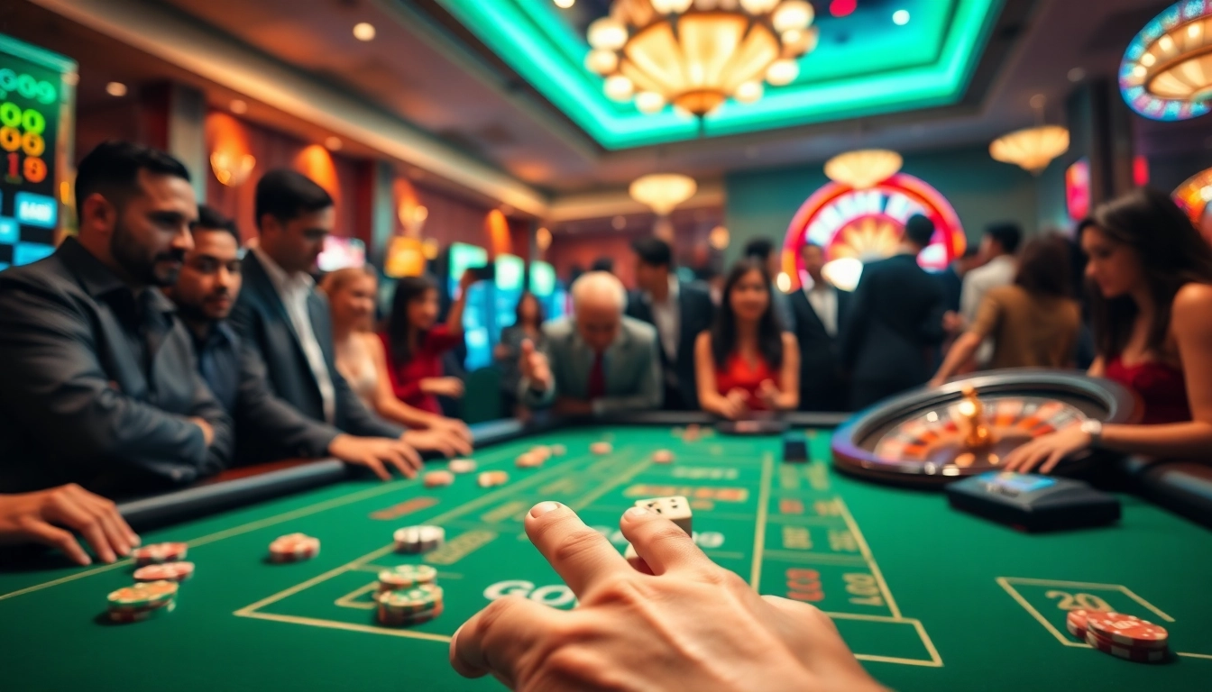 Players enjoying high-stakes excitement at the Go99 casino, showcasing thrilling gambling action.