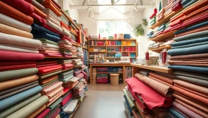 Bekijk de stoffenwinkel met kleurrijke stoffen en creatief assortiment.