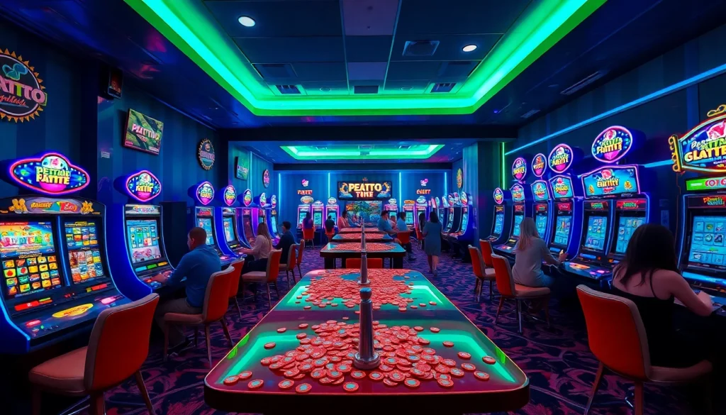 Menampilkan pengalaman seru petani toto dalam lingkungan permainan yang ramai.