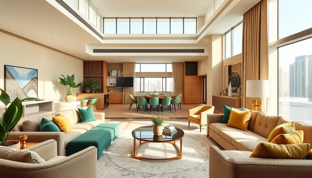Stylish interior design dubai featuring luxurious furnishings and natural lighting.