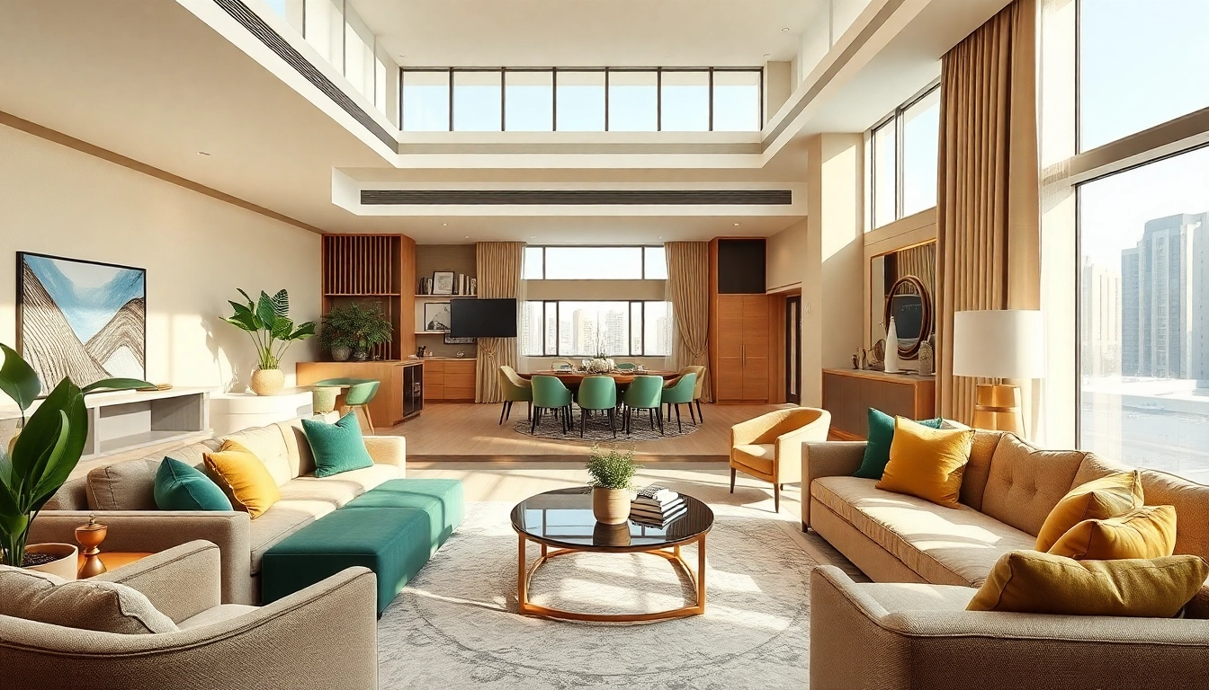 Stylish interior design dubai featuring luxurious furnishings and natural lighting.