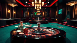 Experience the thrill at Nhà cái EV88 with dynamic casino tables and poker chips creating an immersive betting atmosphere.