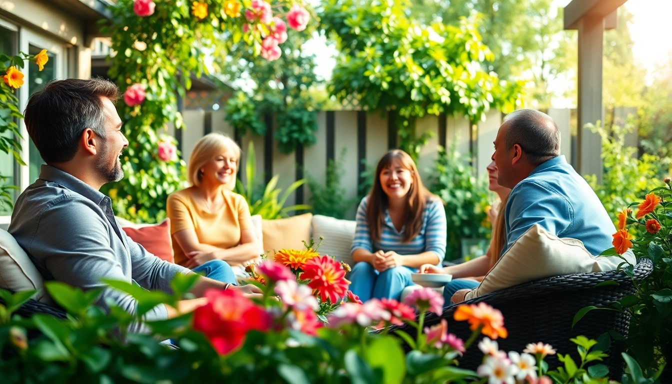 Enhance your lifestyle with https://sicherlebensraum.de, featuring a joyful family gathering in a serene outdoor setting.