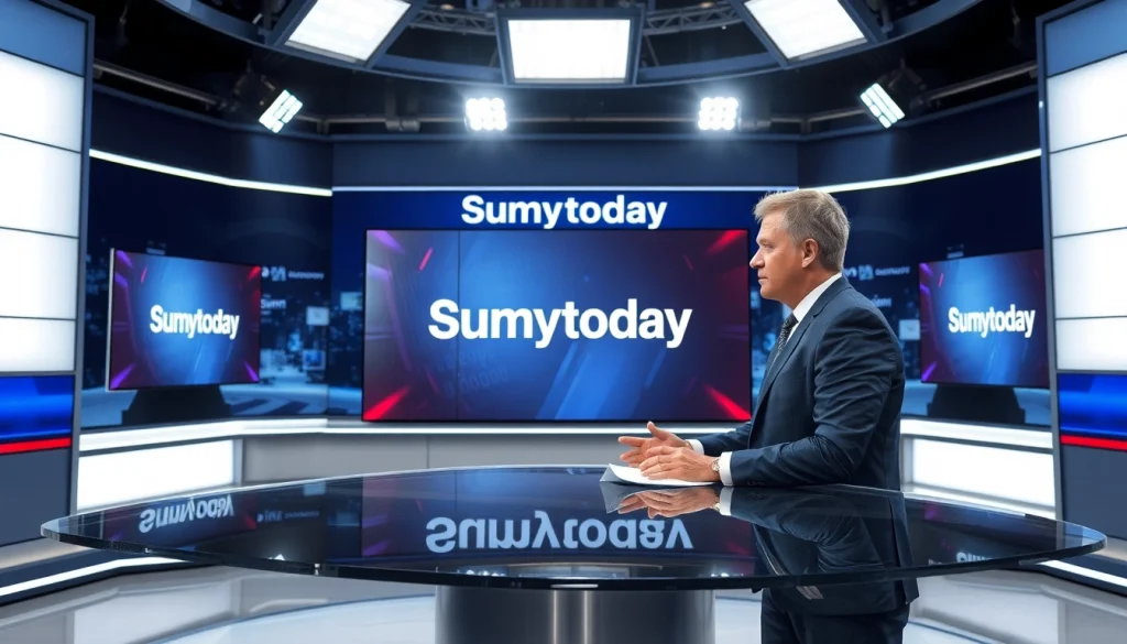 Оновлення новин Сум на https://sumytoday.in.ua з ведучим у сучасній студії новин.