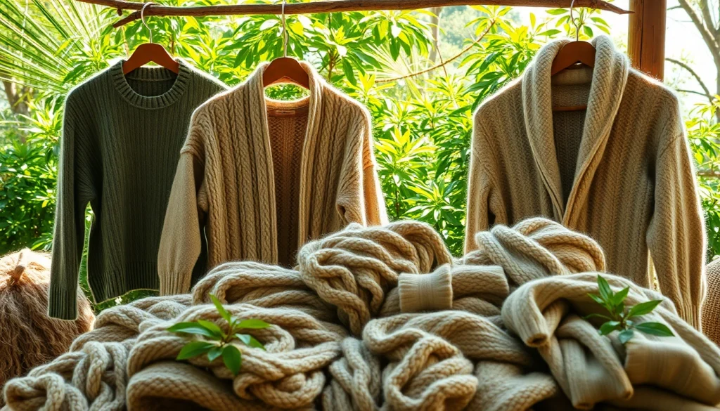Showcase of artisanal clothing from https://www.ound-ound.com in a serene natural setting
