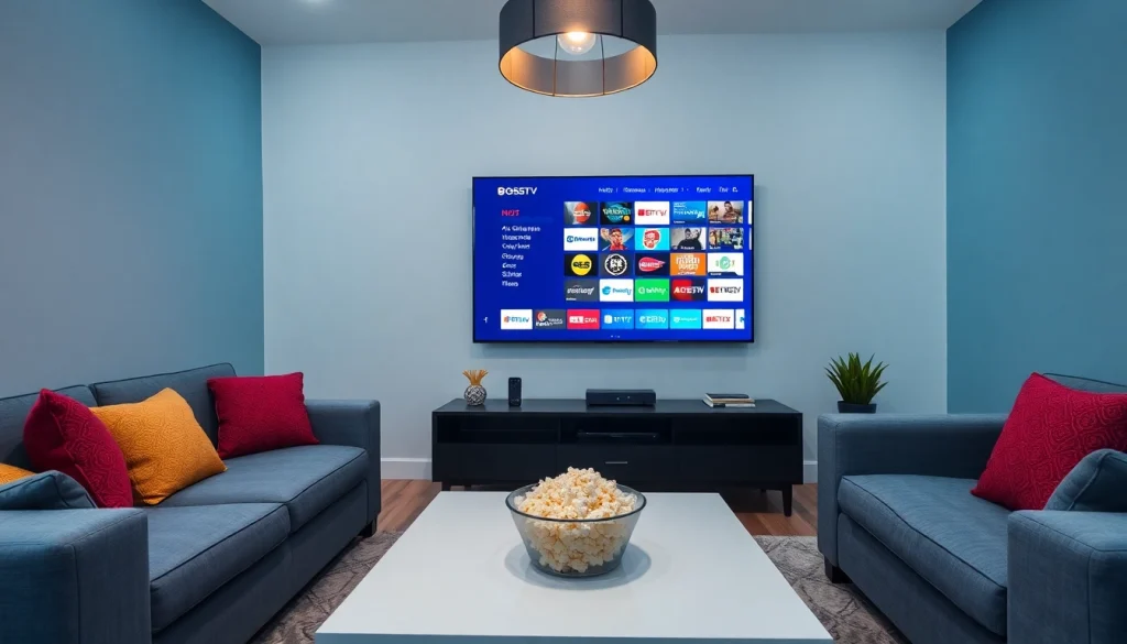 Experience seamless streaming with https://bosstv.ca in a cozy living room setup.
