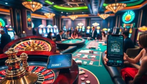 Exciting gameplay captured with the 255BET App at a luxury casino, showcasing diverse players and vibrant slot machines.
