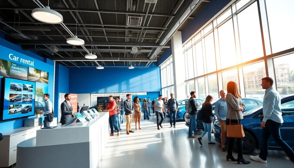 Engaging car rental experience in Chisinau highlighting 'inchiriere masini' services with diverse customers.