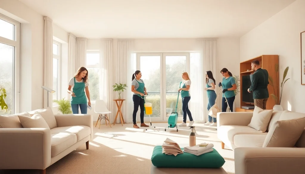 Efficient cleaning service enhancing the cleanliness of a modern living room with eco-friendly products.