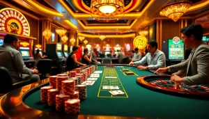 Experience the excitement of DOLA789 with high-stakes gambling at a luxurious casino table.