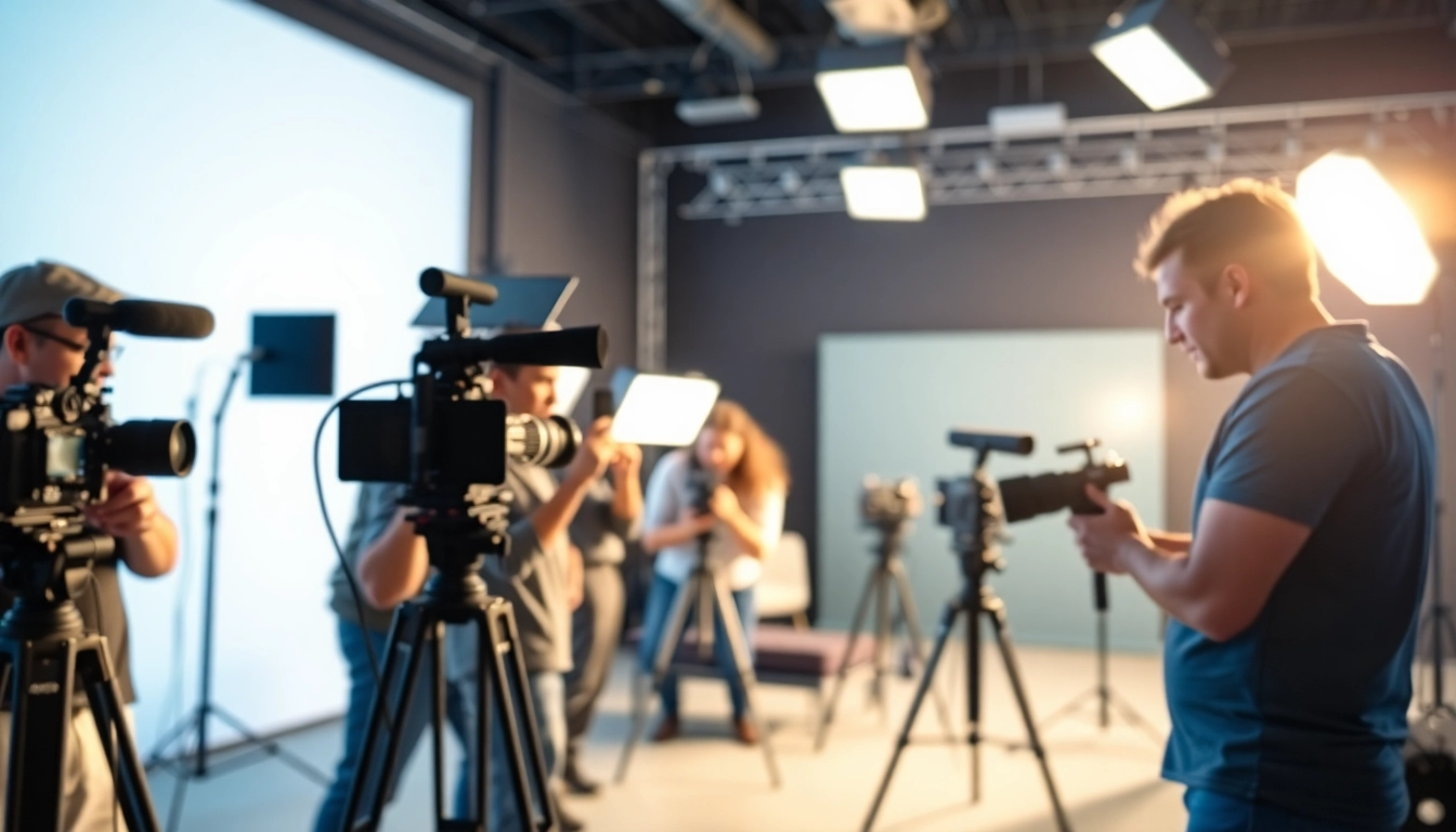 Showcase of a Video Production Company Calgary team collaborating in a vibrant studio environment
