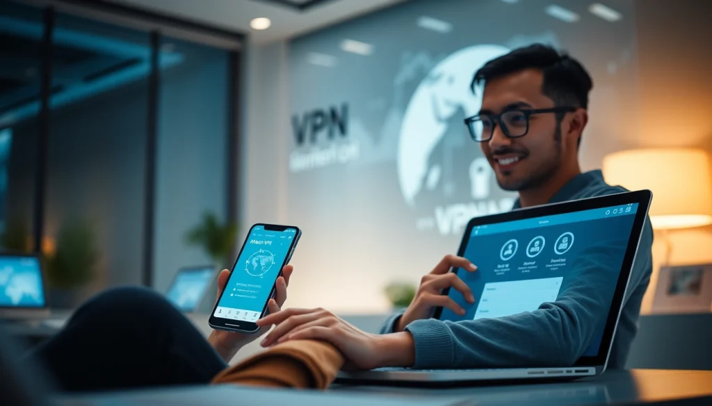 快连下载 interface displayed on various devices showcasing fast internet connectivity and security features.