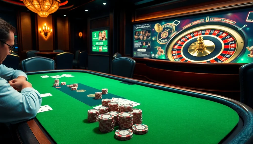 Engage in high-stakes poker action at https://sshbet.io/ featuring vibrant chips and professional players.