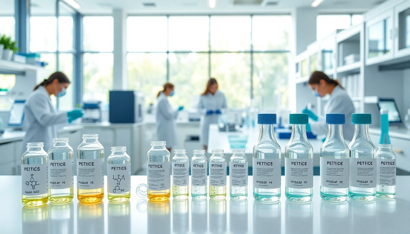 Showcasing lab grade peptides for research in a professional laboratory environment.