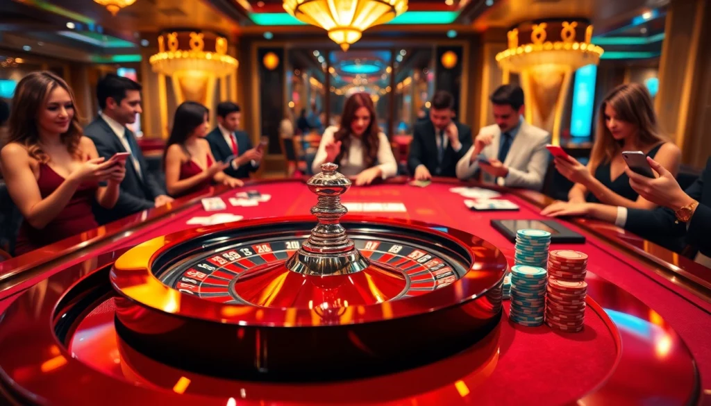 Engaging players utilize 소액결제 to access thrilling casino games at a luxury table.