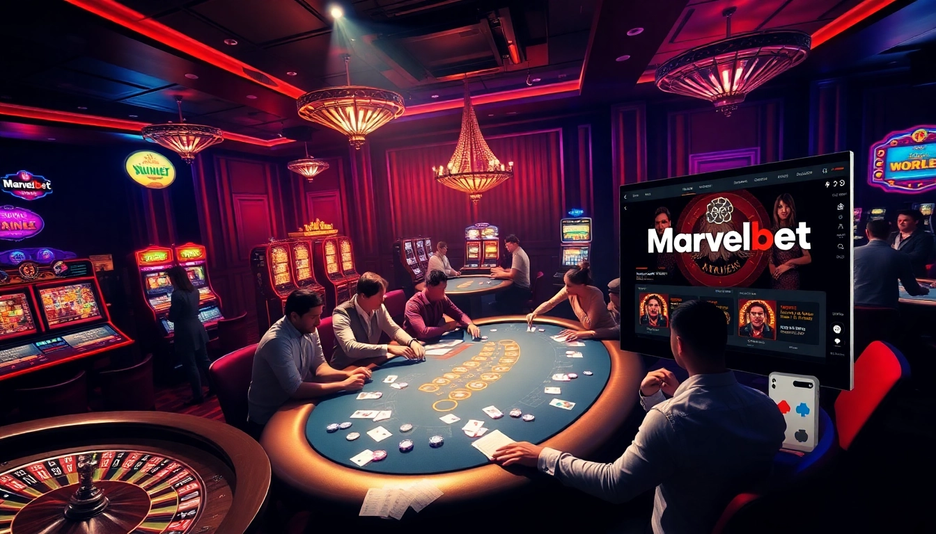 Experience high-stakes betting action at Marvelbet's luxurious casino scene.