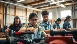 Students learning skills at trade schools in Hawaii with hands-on training.