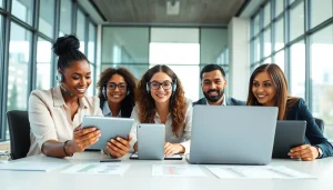 On-demand interpretation services in a professional meeting with diverse participants using technology.