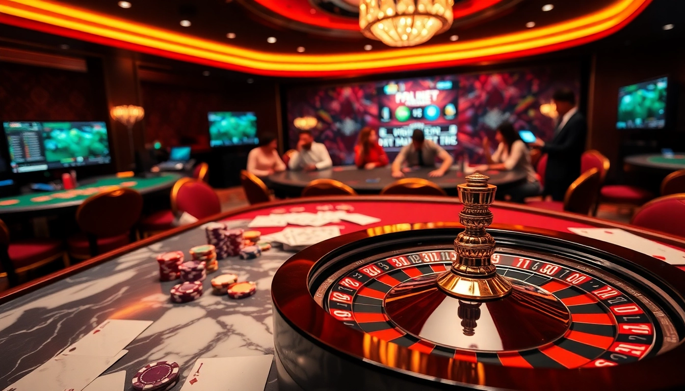 Thrilling gameplay at Thể Thao KG88 with roulette wheel and poker chips.