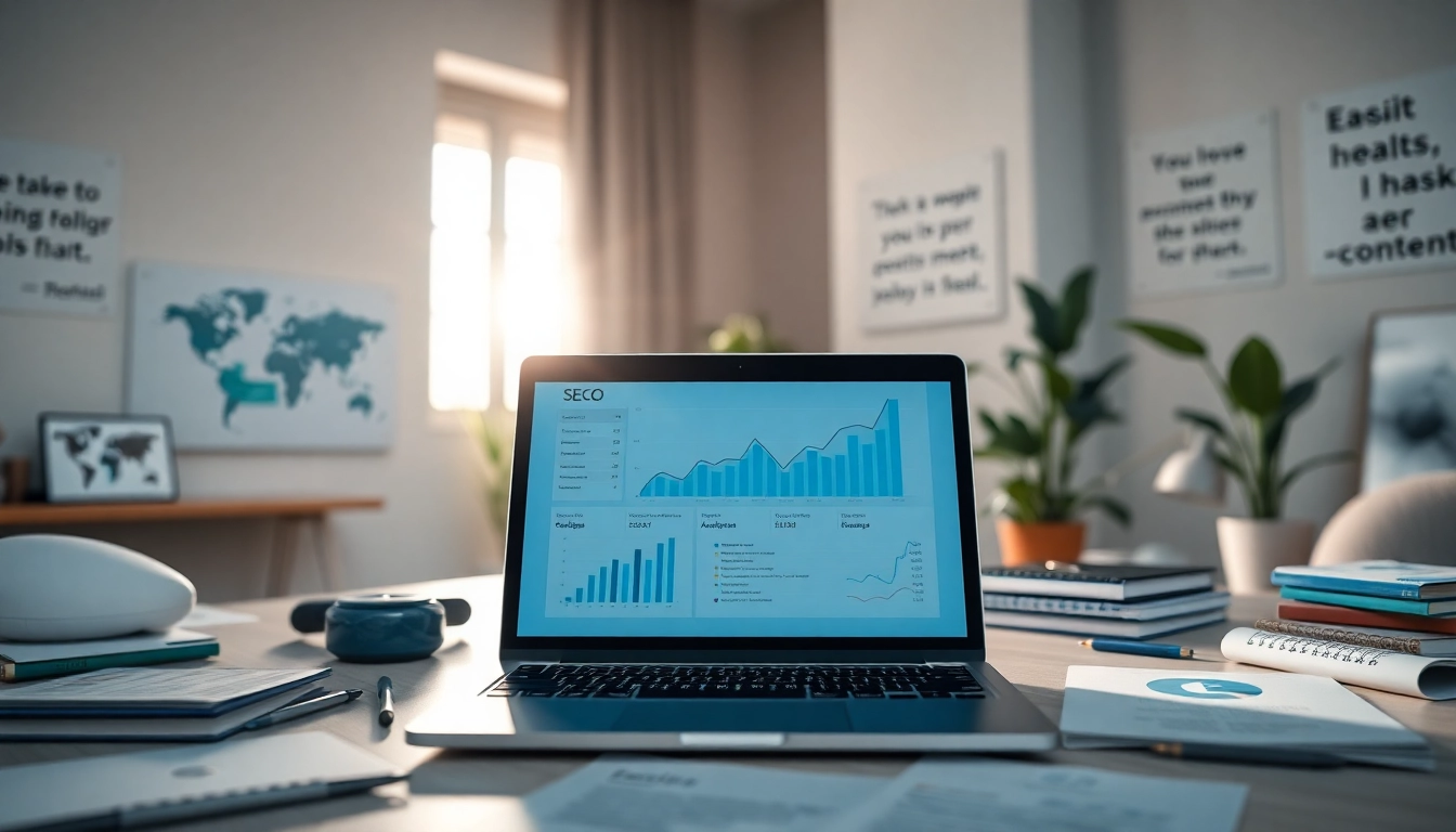 Engaging SEO strategies depicted in a professional workspace environment.