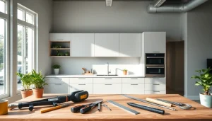 Showcasing a modern home renovation, this kitchen highlights elegant cabinetry and natural light.