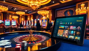 Experience thrilling gameplay at Netwin's dynamic casino tables with vibrant slot machines.