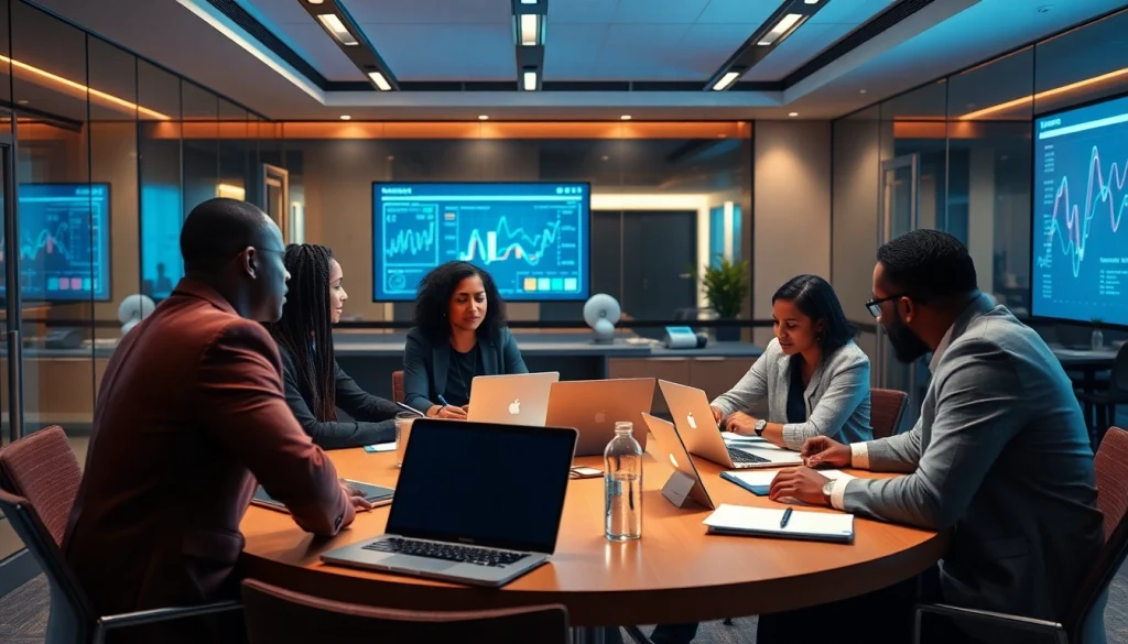 Dennis Wimberly Jr. leading a dynamic business meeting in a modern office.