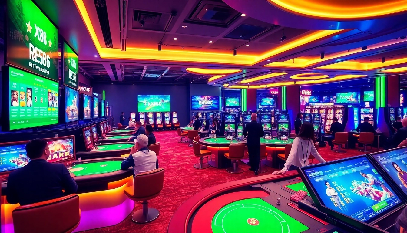 Engaging visual of XX88's dynamic online betting platform showcasing vibrant game interfaces and players immersed in the experience.