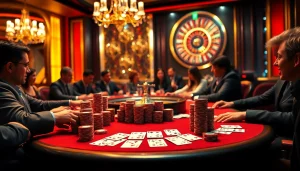 Experience the excitement of gambling at BIG88.BAR with luxurious gaming tables and vibrant atmosphere.