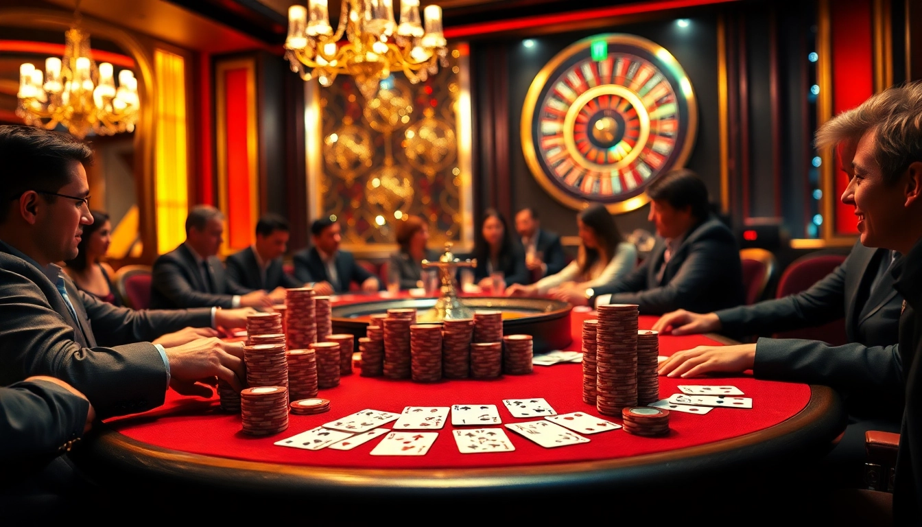 Experience the excitement of gambling at BIG88.BAR with luxurious gaming tables and vibrant atmosphere.