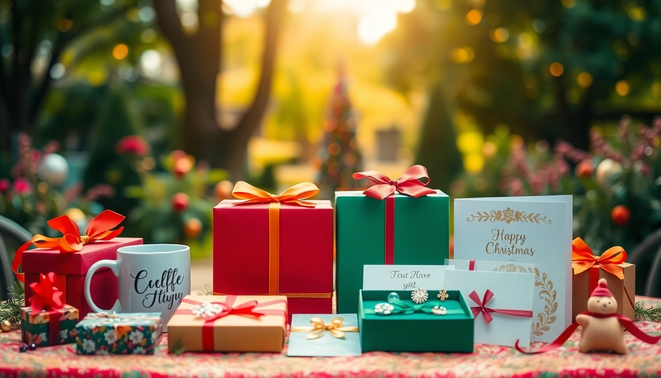 Explore creative personalized gifts from https://trevia.com presented in a festive outdoor setting.