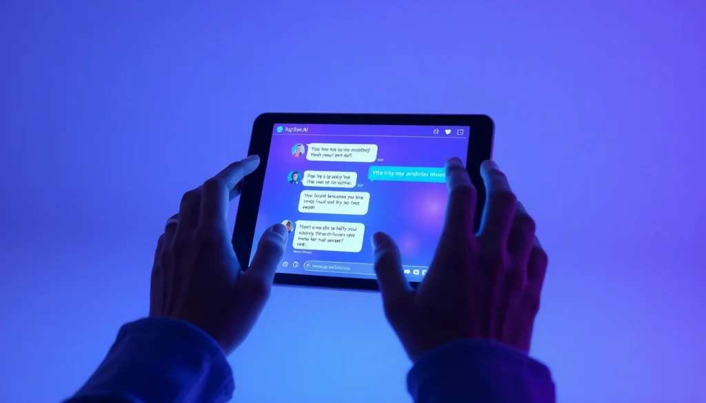 Engaging chat interface illustrating the concept of sex ai with intimate conversations and a modern design.