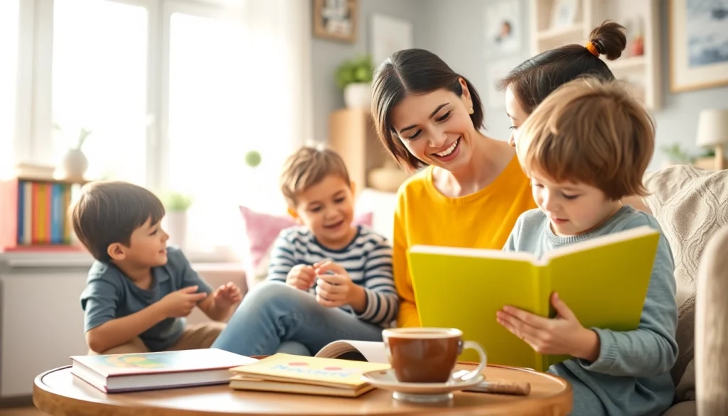 Engaging mother and children scene from https://giveaways4mom.com showcasing family bonding and cozy atmosphere.