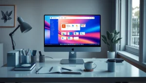 WPS下载 showcased on a modern office workspace with sleek design.