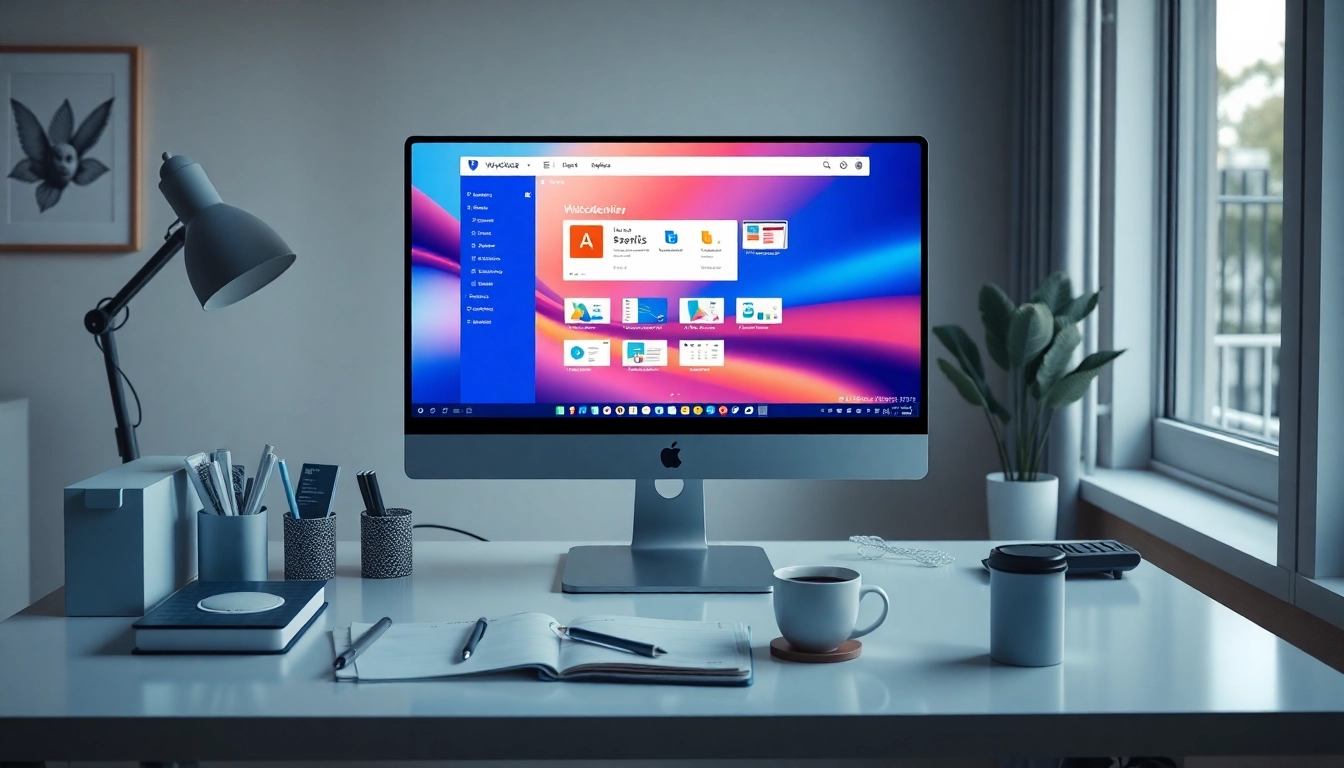 WPS下载 showcased on a modern office workspace with sleek design.