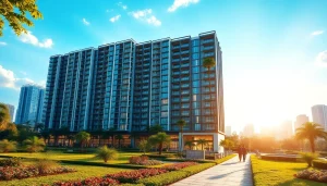 Prominent view of tampines st 95 ec luxury executive condominium amidst lush landscaping.