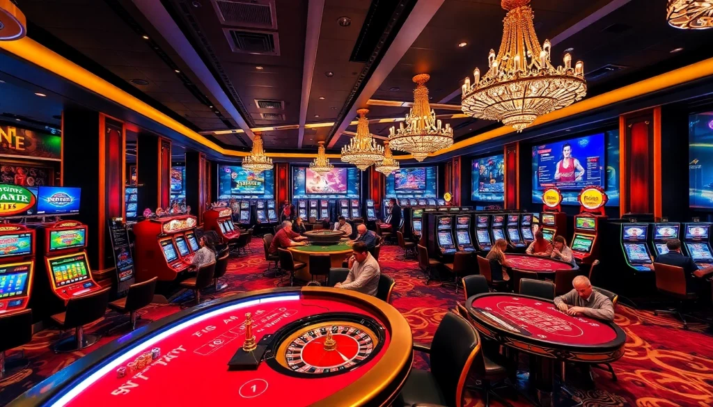 Engage in thrilling gambling experiences at okfun's vibrant casino environment with roulette and slots.