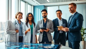 Engaging representation related to digital healthcare at trevia.com featuring diverse professionals.