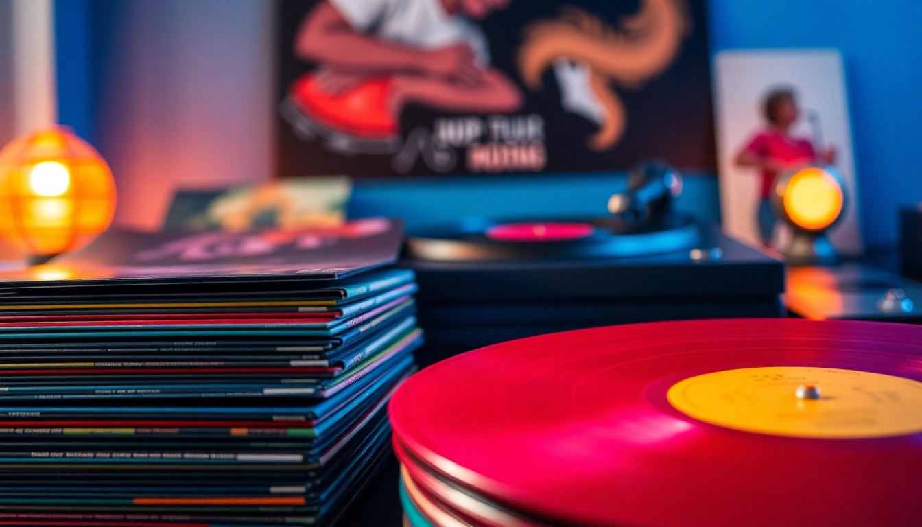 Browse a variety of vinyl records showcasing vibrant colors and unique album art.