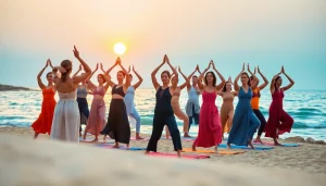 orbitnix.com의 요가 세션을 즐기는 건강 리트릿에서의 편안한 순간