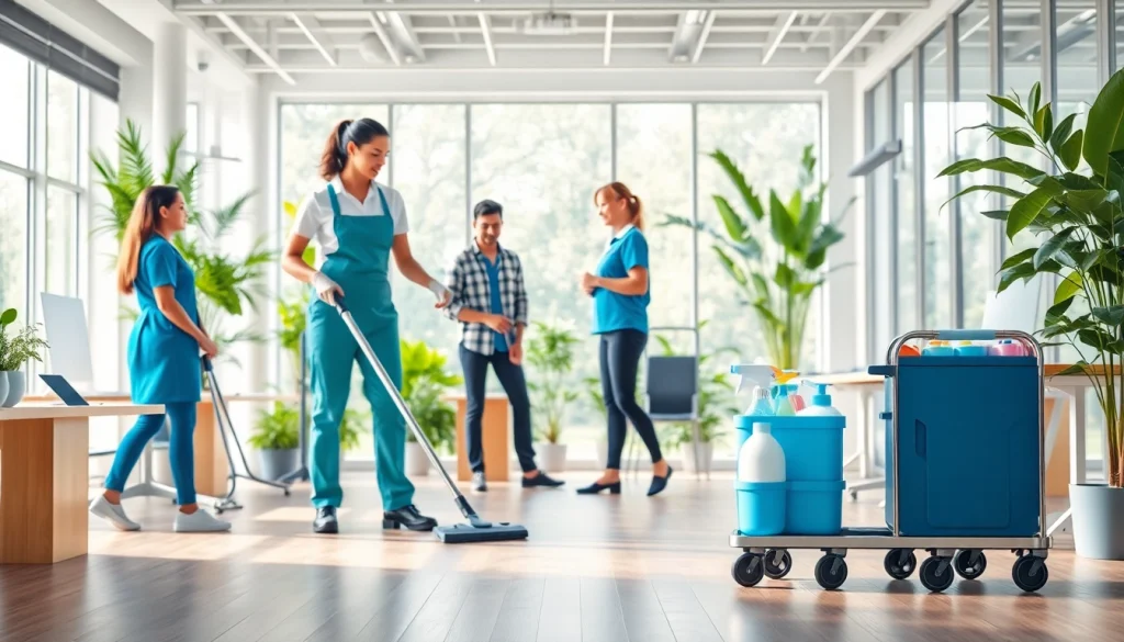 Experience top-quality Office Cleaning Services Dubai with our dedicated cleaning team in a modern workspace.