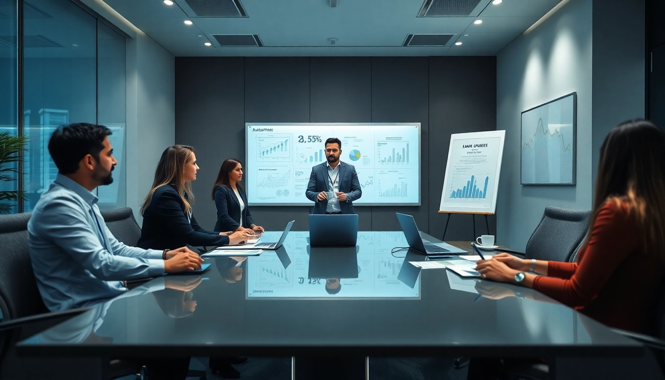 Audit Services in UAE: Professional auditors collaborating over financial reports in a modern office.