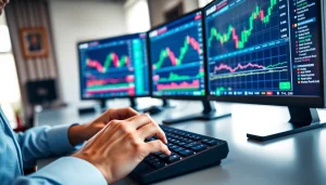 Experience insights with hotforex mt4 trading platform on dual monitors in a modern workspace.