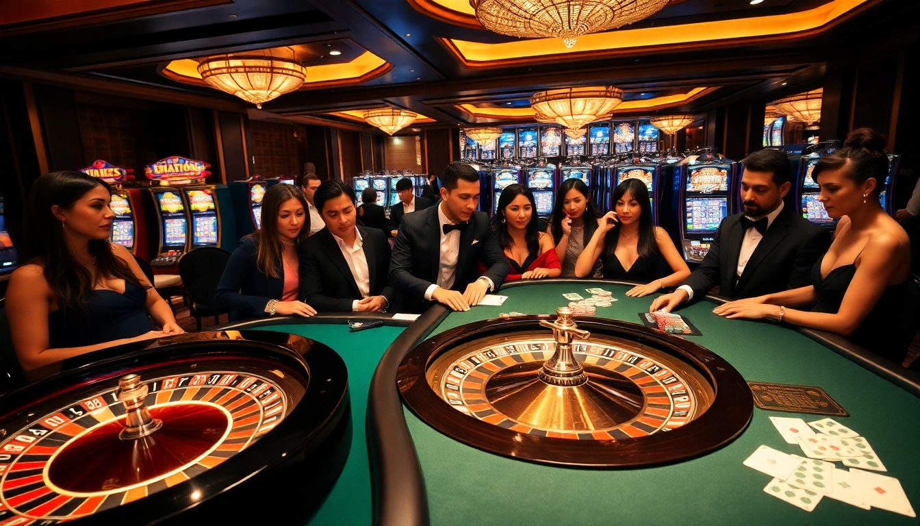 Experience thrills at an upscale casino with vibrant gaming scenes featuring obral toto elements.