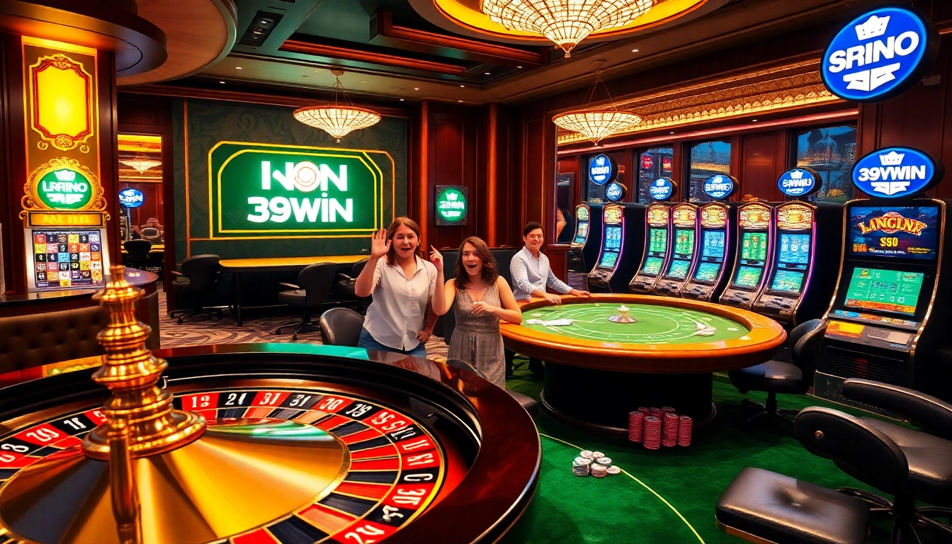 Experience the thrill of 389WIN at a vibrant casino with excited players and luxurious gaming options.